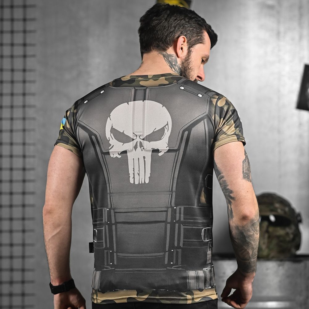Военная летняя футболка Punisher Multicam 8208 фото