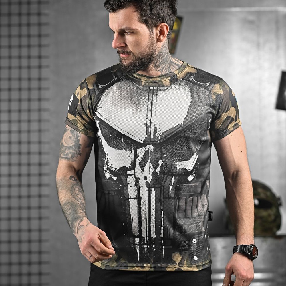 Военная летняя футболка Punisher Multicam 8208 фото